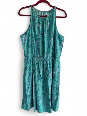 Old Navy High Neck Sleeves Green Paisley Dress Size L